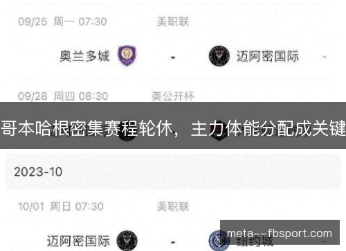 哥本哈根密集赛程轮休，主力体能分配成关键